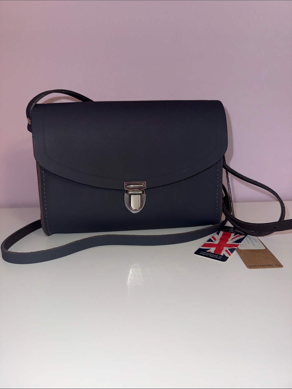 The Cambridge Satchel Company Matte Grey Purse with Silver Hardware